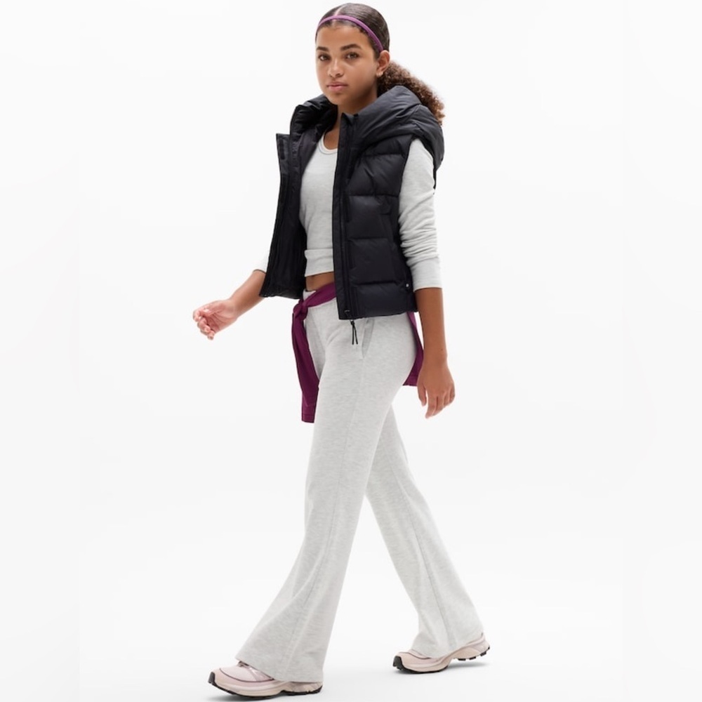 NWT Athleta Girl Low Rise Cozy Rib Quartz Heather Flare Pants Sz M/8-10